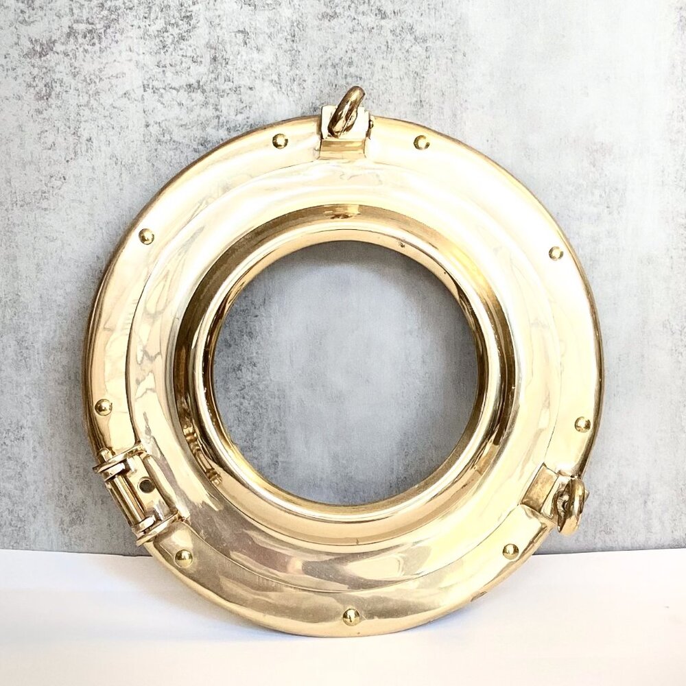 11.24" Iron/Brass hanging Port Hole Accent Wall Piece
